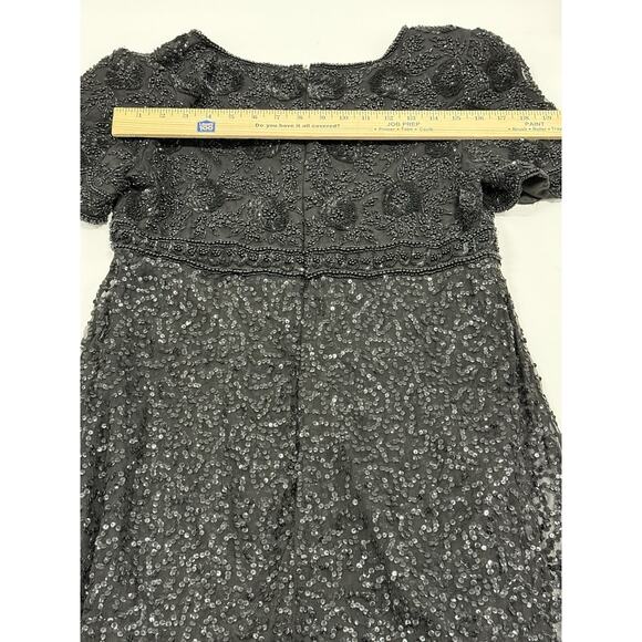 Vintage Lawrence Kazar Black Beaded Cocktail Formal Dress medium Silk - Picture 7 of 7